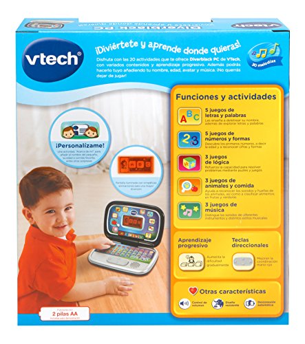 Vtech- Diverblack PC Ordenador Infantil Educativo para Niños, Color negro, única (80-196322)