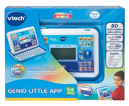 VTech Genio Little App, Juguete para aprender en casa, ordenador tablet educativo para jugar en dos modos distintos, 80 actividades que enseñan letras, inglés, matemáticas, ciencias, negro (80-155522)