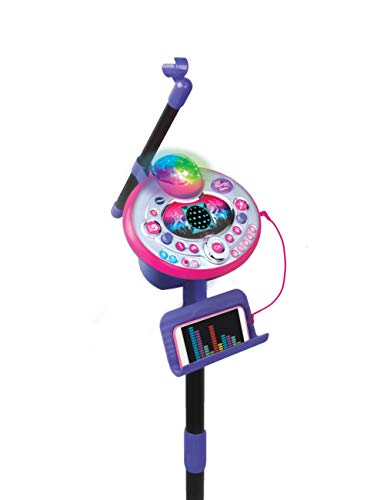 VTech - Kidi SuperStar LightShow, Karaoke electrónico interactivo, conexión para MP3, efectos de luces, voces, grabadora, altavoz incorporado, juegos, sonidos de aplausos y ovaciones, Rosa (80-165822)