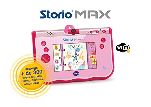 VTech- Storio MAX Tablet educativa para niños, multifunción, Pantalla táctil de 5", cámara giratoria 180º, Fotos y vídeos (80-183857), Color Rosa (3480-183857)