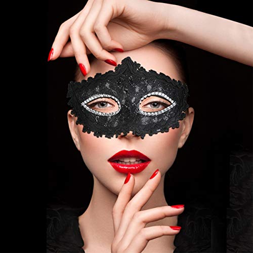 Wakauto Máscara de Ojo de Halloween Máscara de Ojo de Fiesta de Encaje Máscara de Mascarada Máscara de Cosplay de Diamantes de Imitación para Halloween Mascarada Fiesta de Disfraces