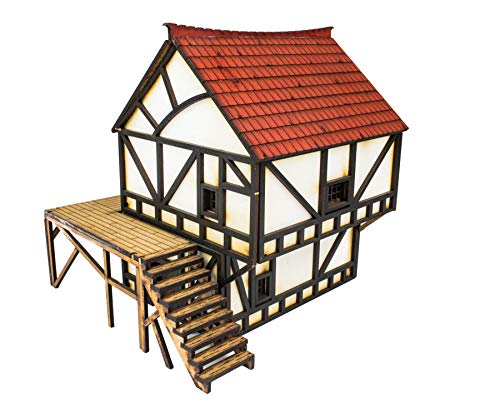 War World Gaming Medieval Town - Casa de Campo medievo-fantástica en DM (Pintada/Sin Pintar) – 28mm Wargaming Maquetas Dioramas