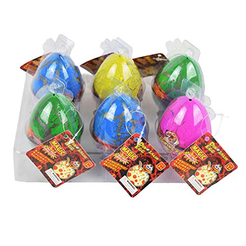 Wenosda Dino Dinosaur Dragon Eggs Hatching Growing Toy Paquete de Gran tamaño de 6 Piezas, Crack de Color