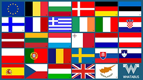 WHATABUS EU – Todas las banderas de países de la Unión Europea – Juego de pegatinas – 29 pegatinas