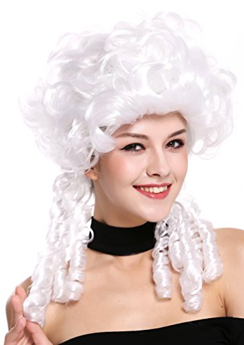 WIG ME UP- DH1009-ZA62 Peluca señoras Mujer Carnaval Barroco Renacimiento Romanticismo menina Princesa rizos Espiral bucles Blanca