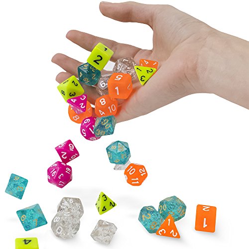 Wiz Dice Penumbra - Juego de 7 dados poliedros, semitransparentes acabado mate gris oscuro mesa RPG dados con caja de exhibición transparente