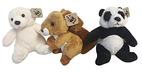WWF Plush Figures Collection Set de 3 en una Caja de Regalo con una Ardilla, un Oso Polar y un Oso Panda