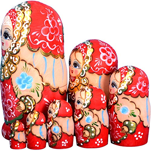 YAKELUS, marca profesional de Matrioska, Muñecas Rusas Matrioska 7 piece Madera Matrioska de Rusia de 7 capas, hecha a mano y por el tilo, es un juguete y un regalo7022