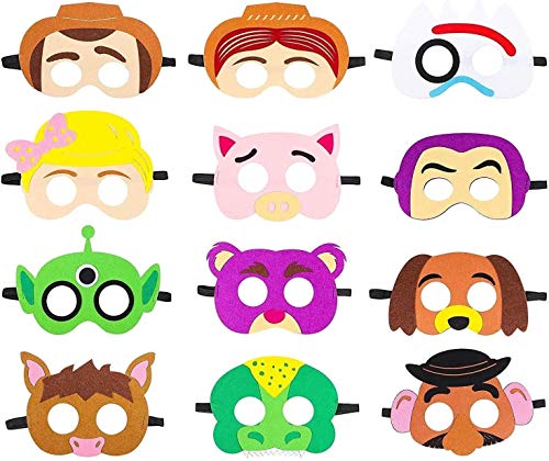 YUESEN Toy Story Máscaras de Fieltro 12PCS Toy Story Suministros temáticos para fiestas Cumpleaños Disfraces Máscara Photo Booth Prop Personaje de dibujos animados Cosplay Juego
