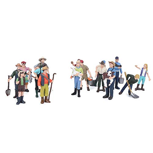 Zerodis 16pcs Figuras de Granja, Figuras de Granjero en Miniatura Juego de Juguete de Granja de Figura de Granja para Regalo de niños