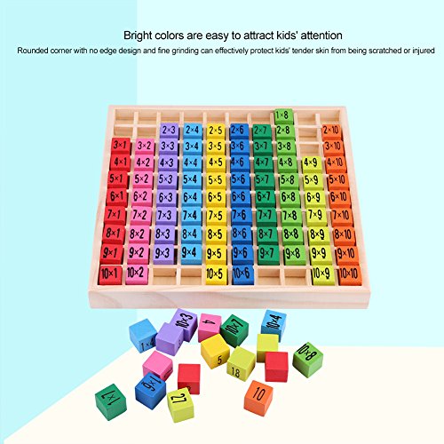 Zerodis Matemáticas Educativos Juguetes de Madera, Niños Matemáticas Aprendizaje Temprano Puzzle Toy 10x10 Tabla de Multiplicación para Preescolares Kindergarten Niños