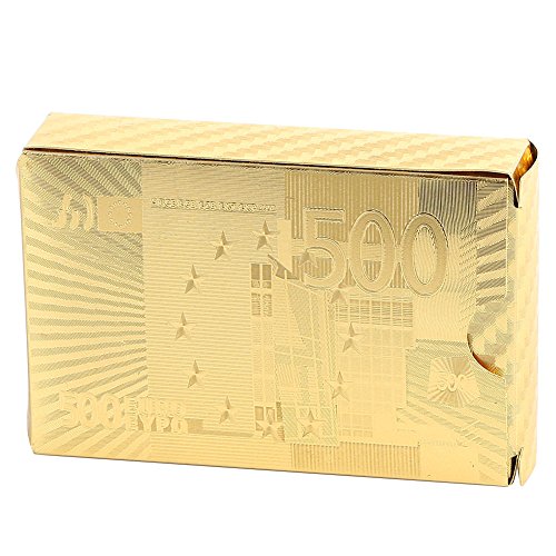 1 Baraja x Poker Cards - Cartas de Póquer de Color Oro Plástico ( Style : Euro )