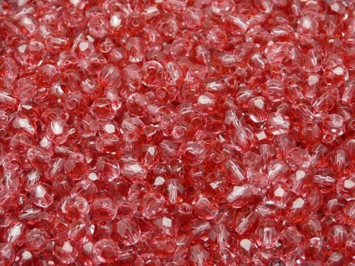 100 pcs Checa facetado cuentas de vidrio, ronda fire-polished tamaño 4mm Crystal Crimson