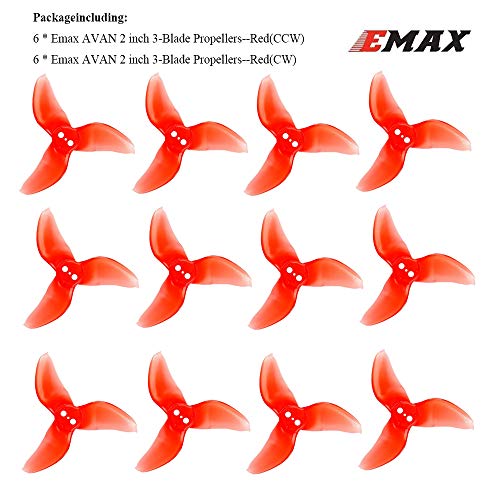 12pcs Emax Avan 2 Pulgadas hélices de 3 Palas para 1104 1105 1106 Motores sin escobillas FPV Racing Drone Quadcopter (Rojo)