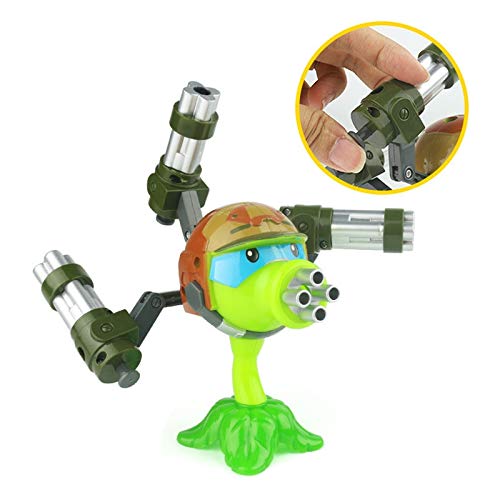 1PCS Plantas interesantes contra zombies Figura de anime Modelo de juguete 15cm Gatling Pea Shooter (3 cañones) Juguete de inicio de alta calidad para regalo de niños