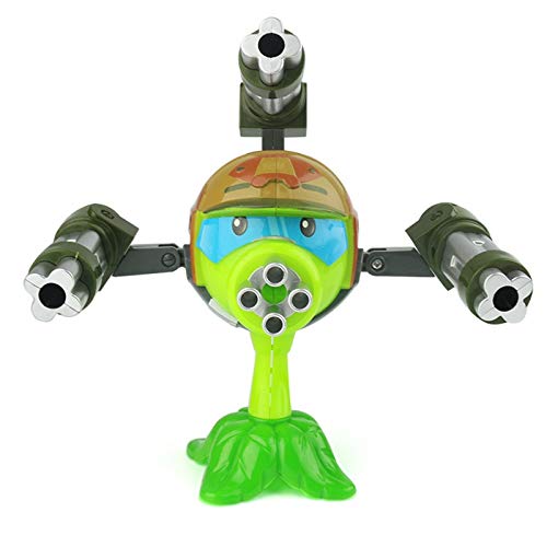 1PCS Plantas interesantes contra zombies Figura de anime Modelo de juguete 15cm Gatling Pea Shooter (3 cañones) Juguete de inicio de alta calidad para regalo de niños