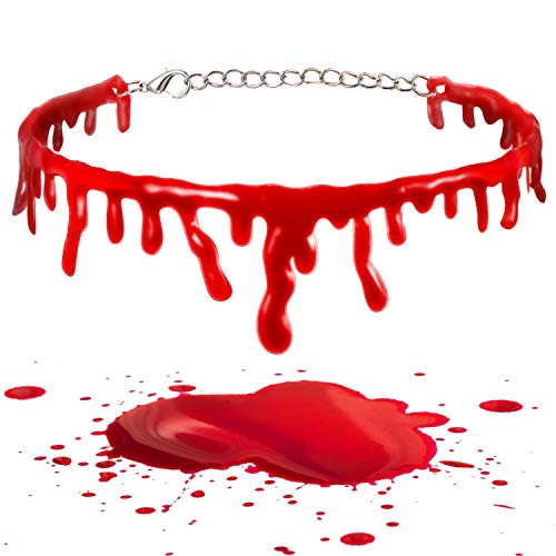 2 Piezas Collar de Sangre de Halloween Gargantilla de Goteo de Sangre de Vampiro Collar de Sangre de Horror Cadena de Sangre Roja Goteando Disfraces Fiesta Halloween Cosplay Joyería Moda Mujer