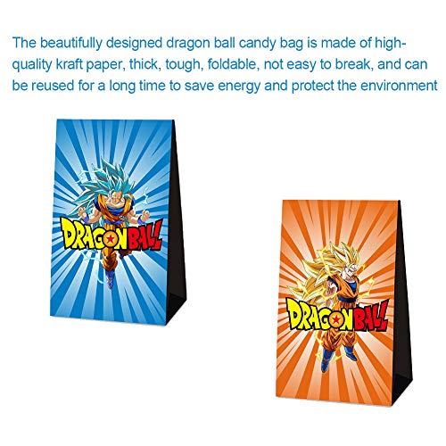 24 Pcs Bolsas de Papel Dragon Ball Party Bag Bolsas de Regalo Navidad, Goku Bolsas de Papel Kraft navideño Bolsas para Chuches Bolsas Regalo Papel,Cajas de Regalo