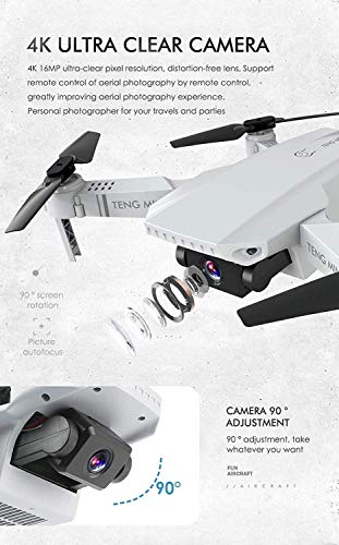 3T6B Mini RC Drone con Cámara 4K, Drones para Principiantes, Dual Cámara, Posicionamiento de Flujo óptico, Fotografía de Gestos con Las Manos, Flips 3D, Modo MV, 2 Baterías, Vuelo de 24 Minutos