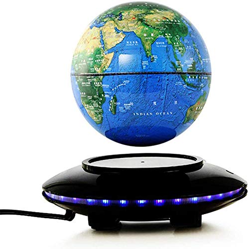 6 Pulgadas Globo Levitacion Magnetica con Luces Color LED,Azul Mapa Mundi Flotante para La Exhibición de La Oficina de La Escuela en Casa