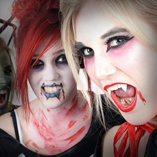 8 Pares de Dientes de Vampiros para Fiesta de Halloween, Dentaduras Postizas de Halloween Cosplay Zombie Diablo con Dientes Adhesivos de Pellets para Disfraces de Halloween(13mm, 15mm, 17mm, 19mm)