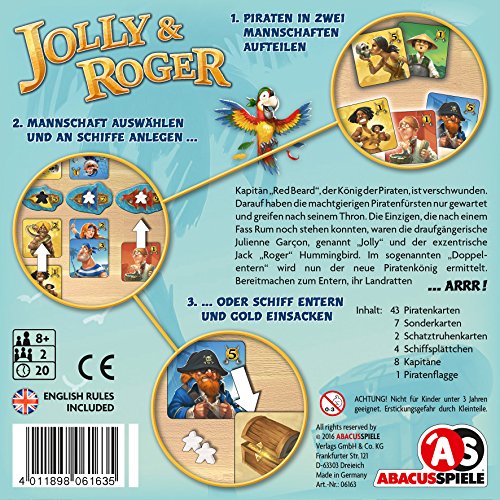 ABACUSSPIELE- Jolly & Roger Juego Familiar, Color marrón (06163)