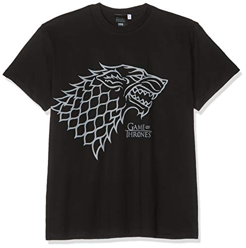 ABYstyle Game of Thrones Stark Camiseta Cuello Redondo Manga Corta Algodón - Camisas y Camisetas (Camiseta, Adulto, Masculino, Negro, Imagen, XL)