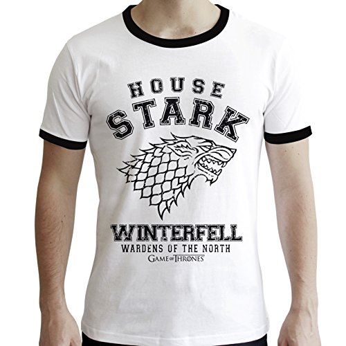 ABYstyle – Juego de Tronos – Camiseta – House Stark – Hombres – Blanco (M)