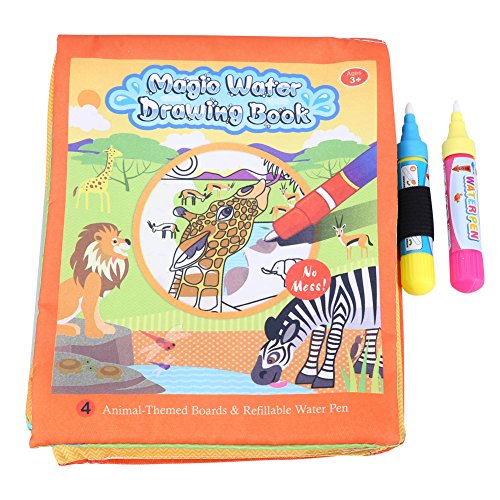 Agua Para Colorear Doodle Libro de Tela Animales Pintura Mágica Juguete Lío Reutilizable Estera Para Dibujar Con 2 Plumas de Agua Para Bebés, Niños Educación de Aprendizaje Temprano