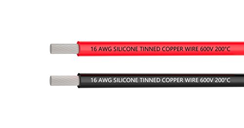 Alambres eléctricos 16 alambre de silicona de calibre Hook Up alambre cable 3 m [1,5 m negro y 1,5 m rojo] - suave y Flexible 252 hilos de alambre de cobre estañado alta resistencia a la temperatura