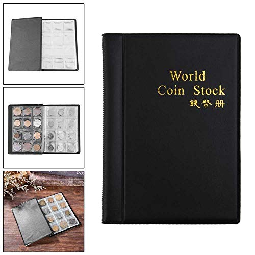 Álbum Numismático colección de monedas de almacenamiento antiguo, 120 compartimentos, 3 x 3 cm, color negro