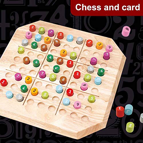 ALEOHALTER Memory Match Stick Chess, Sudoku de Madera Juego de ajedrez, Dígitos 1 a 9 Sudoku Juego de Mesa Ajedrez para Pensar Juego para niños Educativo