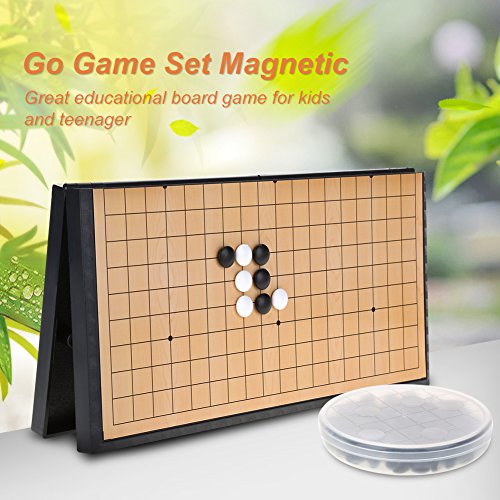 Alomejor Conjunto de Juego de Mesa de ajedrez con Piedras plásticas magnéticas y Tablero de ajedrez Plegable Weiqi Juegos educativos para niños