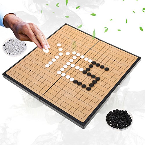 Alomejor Conjunto de Juego de Mesa de ajedrez con Piedras plásticas magnéticas y Tablero de ajedrez Plegable Weiqi Juegos educativos para niños