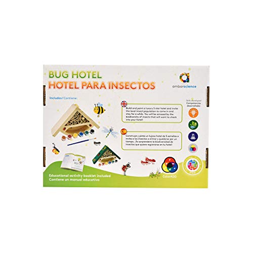 ambarscience- Hotel para Insectos- Casita de Madera Eco Friendly para Pintar y observar la biodiversidad, para niños 6+. (Ambar Passion S.A. 108400030118)