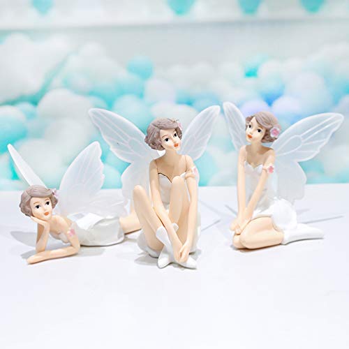 Amosfun 3 figuras de hada de ángel para decoración de tartas de princesa, decoración de tartas de cumpleaños para niñas