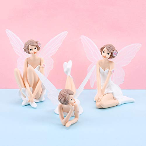 Amosfun 3 figuras de hada de ángel para decoración de tartas de princesa, decoración de tartas de cumpleaños para niñas