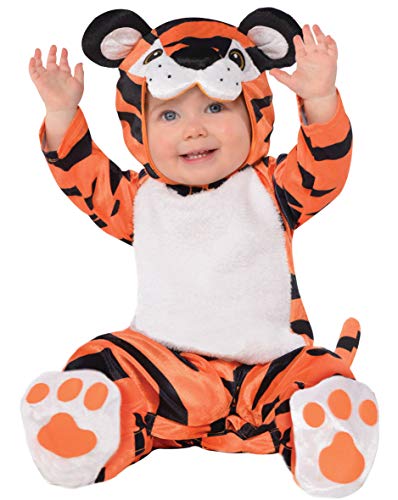 amscan 10132320 - Disfraz pequeño con capucha de cabeza de tigre (12 a 24 meses)