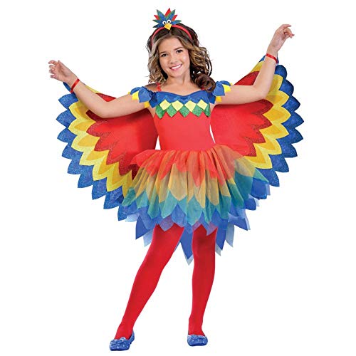 amscan 9903521 Vestido colorido con alas de loro y diadema, edad 11-12 años, 1 unidad