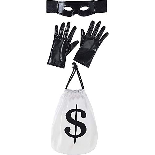 amscan-Juego de disfraz de ladrones negros, 4 unidades, una talla para casi todos los adultos (848468)