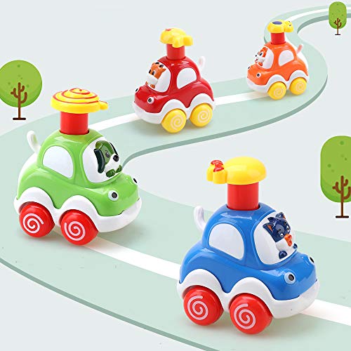 Amy&Benton Coches de Juguete, Surtido 4PCS Figuras Coches Vehículos De Juguete Coches Camiones De Juguete Regalos para bebés 1 2 3 4 años de Edad