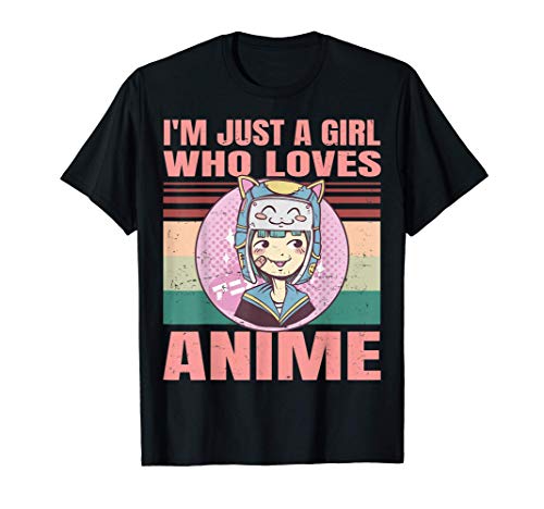 Anime Girl - Just a Girl Who Loves Anime - Retro Vintage - Camiseta