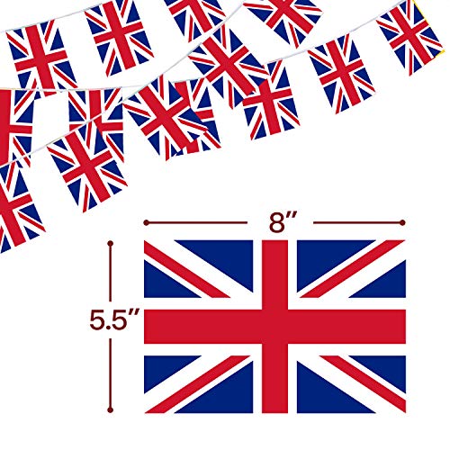 Anley? Banderines de Reino Unido de Gran Bretaña e Irlanda del Norte, Eventos patrióticos, cumpleaños de su Majestad, Reina Elizabeth, decoración de Barras Deportivas, 33 pies, 38 Banderas