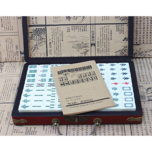 Antiguo Mahjong, 144 Azulejos de Mahjong, Traje de Mahjong, Juego de Juegos de Mahjong de Mahjong Chino portátil Matar Tiempo de aburrimiento para Adultos, Divertidos pequeños Juegos.
