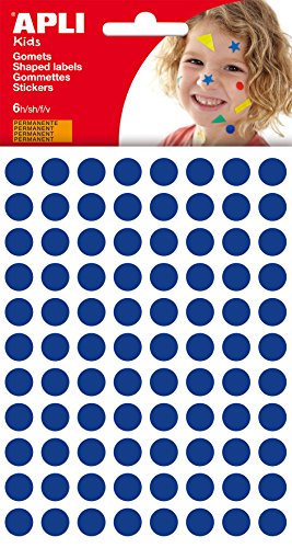 APLI - Bolsa de gomets redondos 10 mm, color azul, 6 hojas