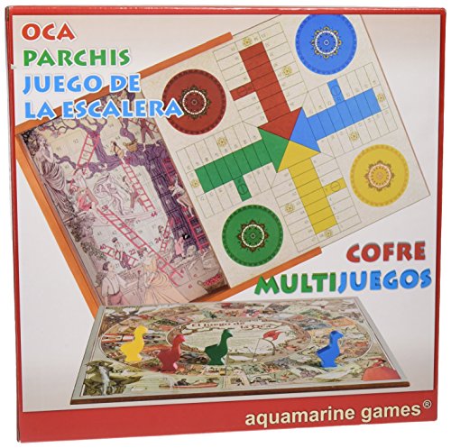 Aquamarine Games - Cofre Oca, parchís y Escalera, Set de Juegos (Compudid CP010)