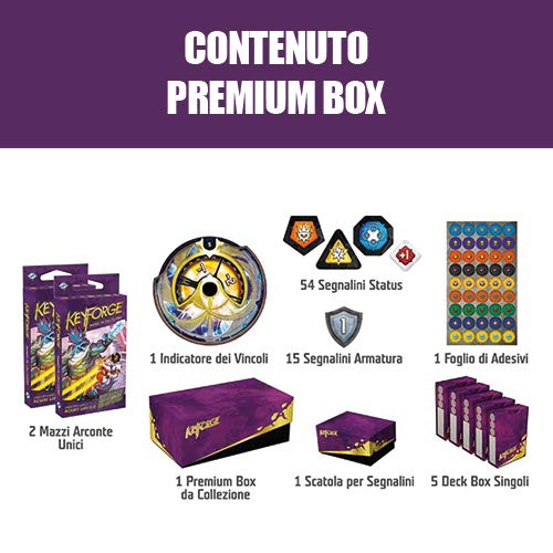 Asmodee Italia – KeyForge Mondi in Collision: Premium Box, Juego de Cartas, edición en Italiano (10607)