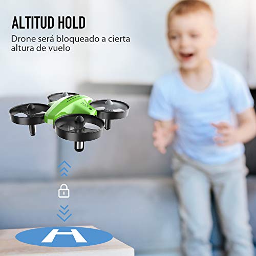 ATOYX Mini Drone, AT-66C RC Drone Niños 3D Flips, Modo sin Cabeza, Estabilización de Altitud, 3 Modos de Velocidad, 4 Canales 6-Ejes, 3 Baterías, Regalo para Niños y Principiantes (Verde)