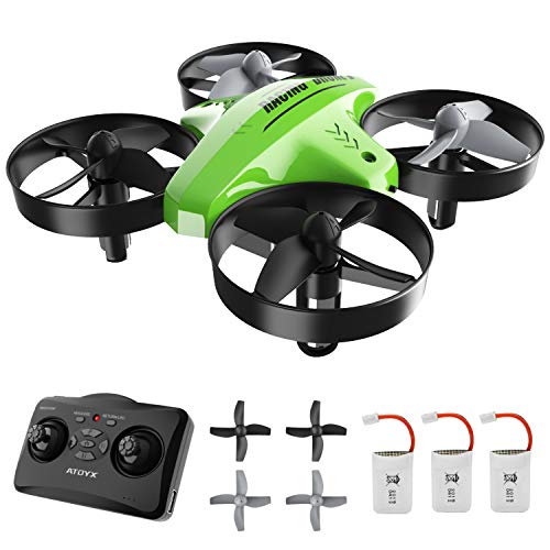 ATOYX Mini Drone, AT-66C RC Drone Niños 3D Flips, Modo sin Cabeza, Estabilización de Altitud, 3 Modos de Velocidad, 4 Canales 6-Ejes, 3 Baterías, Regalo para Niños y Principiantes (Verde)