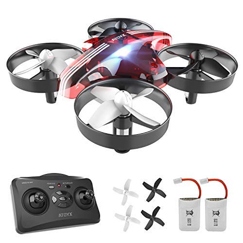 ATOYX Mini Drone, RC Drone 2.4G 4 Canales 6-Axis Gyro, Quadcopter con Modo sin Cabeza, Altitud Hold, Alarma de Batería y 3 Modos de Velocidad, Regalos y Juguetes, AT-66B (Rojo)